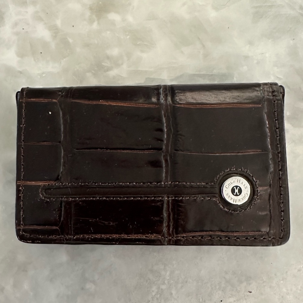 Cole Haan Brown Moc Croc Card Case